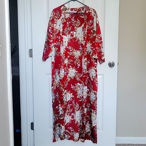 Red Kimono with white flowers